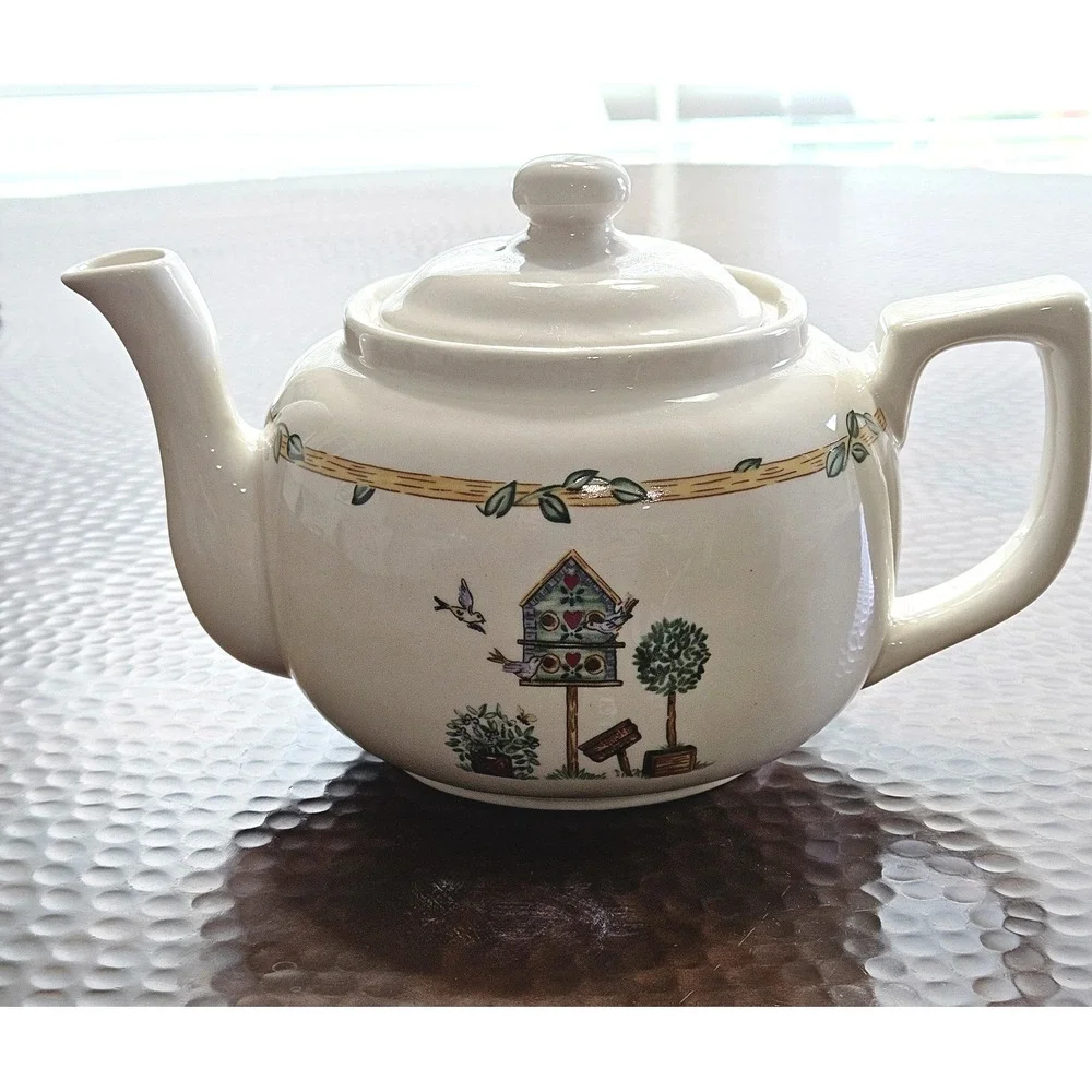 Thomson Pottery Birdhouse Teapot w/Lid Ceramic Cottagecore Kitchen Replacement